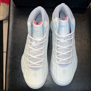 Kids White and Pink High-Top Sneakers